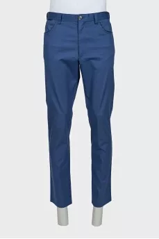 Men's blue mid-rise trousers