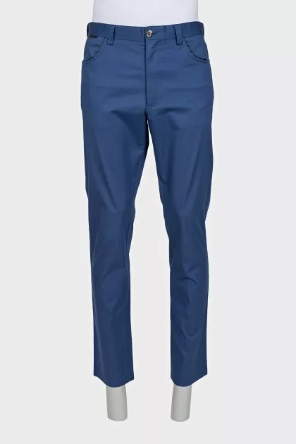 Men's blue mid-rise trousers
