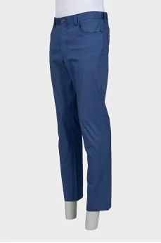 Men's blue mid-rise trousers