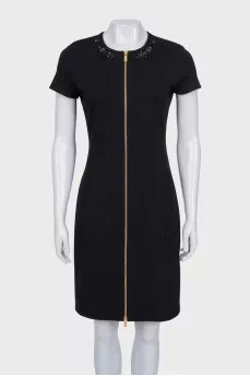 Black dress with a golden zipper