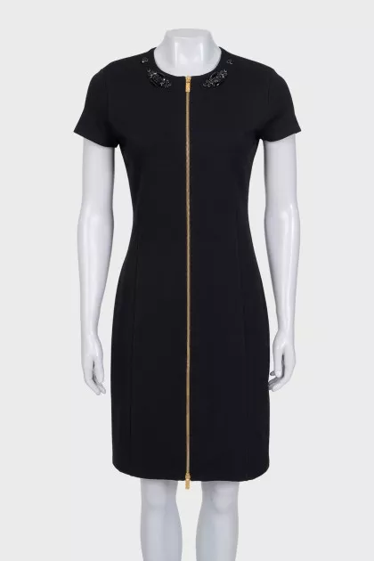 Black dress with a golden zipper