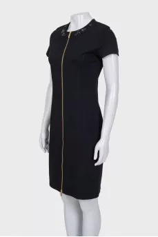 Black dress with a golden zipper