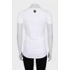 White T-shirt with a signature print and rhinestones