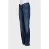 Low-rise straight-leg blue jeans