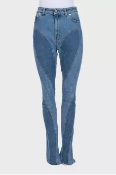 Blue skinny fit jeans with panels