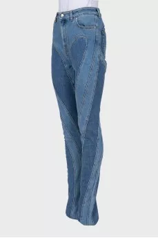 Blue skinny fit jeans with panels