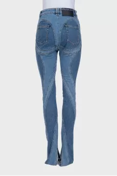 Blue skinny fit jeans with panels