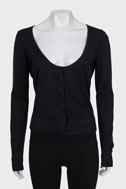 Black cashmere and silk cardigan