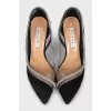 Suede shoes with rhinestones and transparent inserts