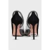 Suede shoes with rhinestones and transparent inserts