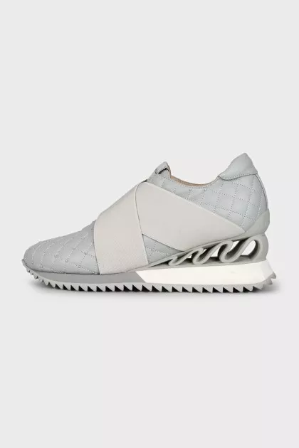 Gray quilted leather sneakers