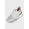 Gray quilted leather sneakers