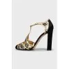 Textile shoes with gold trim