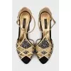 Textile shoes with gold trim