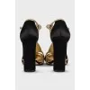 Textile shoes with gold trim