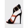 Black suede sandals with decoration