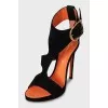 Black suede sandals with decoration