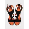 Black suede sandals with decoration
