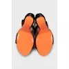 Black suede sandals with decoration