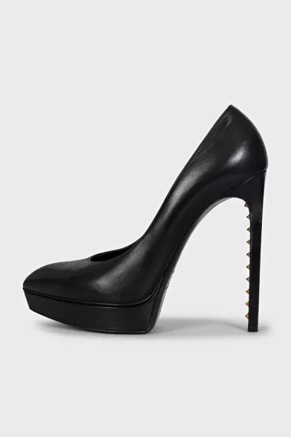 Black leather shoes with studs
