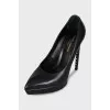 Black leather shoes with studs