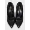 Black leather shoes with studs