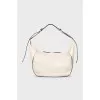 Beige leather hobo bag
