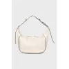Beige leather hobo bag