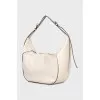 Beige leather hobo bag