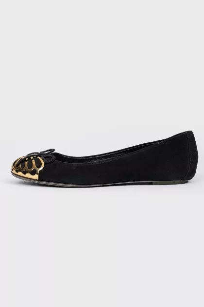 Black Suede Ballerina Shoes ChangeClear