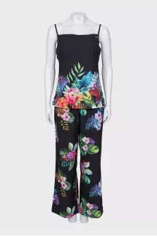 Black suit with floral print