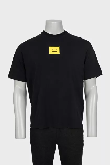Men's black T-shirt with embroidered logo