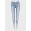 Голубі джинси skinny fit декоровані стразами