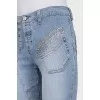 Голубі джинси skinny fit декоровані стразами