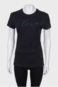 Fitted T-shirt with embroidered print