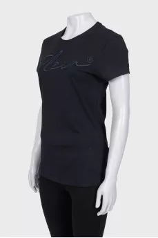 Fitted T-shirt with embroidered print