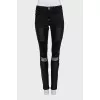 Чорні джинси skinny fit зі шкіряними вставками