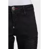 Чорні джинси skinny fit зі шкіряними вставками