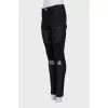 Чорні джинси skinny fit зі шкіряними вставками