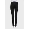 Чорні джинси skinny fit зі шкіряними вставками
