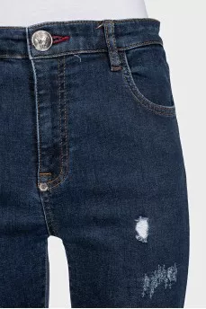 High rise skinny jeans with distressing