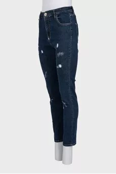 High rise skinny jeans with distressing