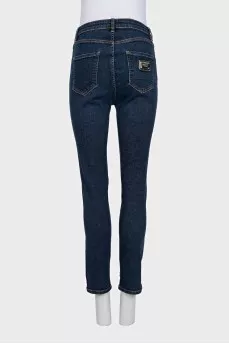 High rise skinny jeans with distressing