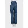 High-waisted wide-leg jeans with distressing