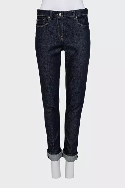Сині джинси skinny fit з лого
