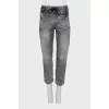 Gray jeans with elastic waistband