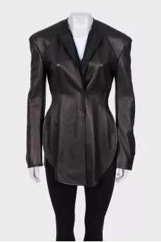 Fitted black leather jacket