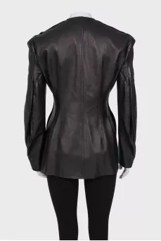 Fitted black leather jacket
