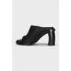 Black leather Clara mules