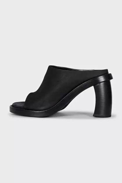 Black leather Clara mules